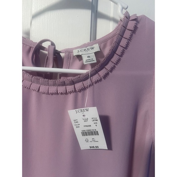 J.Crew Sleeveless Top Ruffle Neck Tie Back Blouse Lavender Purple Size 6 - Picture 5 of 5